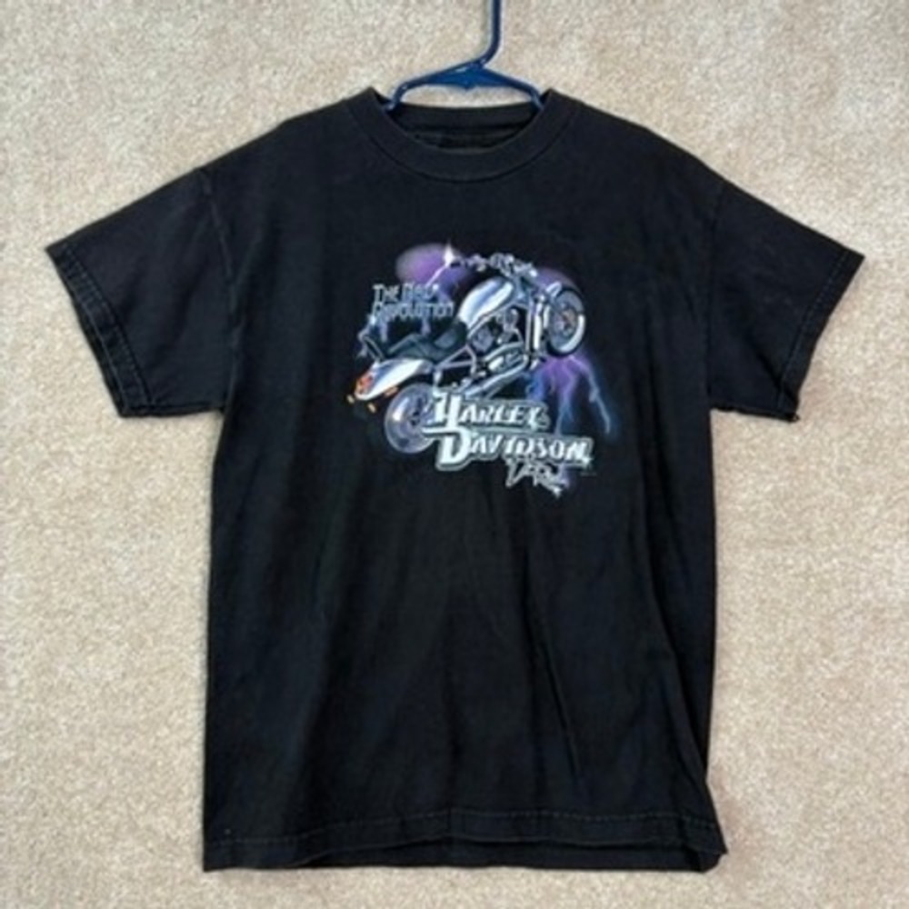 Vintage 2001 HARLEY DAVIDSON T-Shirt Kid's Medium Black Biker